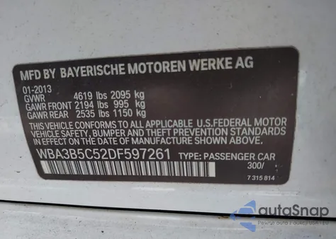 2013 BMW 328I xDrive from USA, damaged, VIN WBA3B5C52DF597261